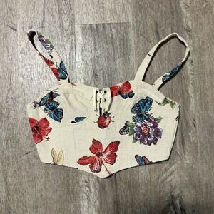 Cider Bug Butterfly Corset Tank Top Y2K Size Small AOP Grandma Floral